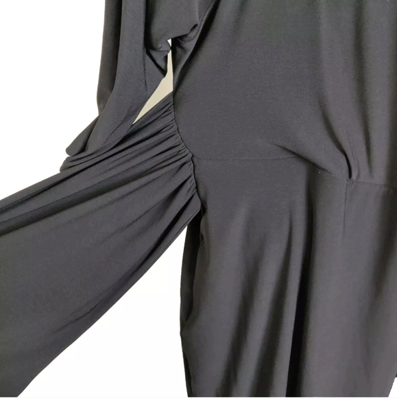 IGIGI Solid Black Stretchy Faux Wrap Dress Formal Cocktail Plus Size 18/20 - Picture 7 of 14